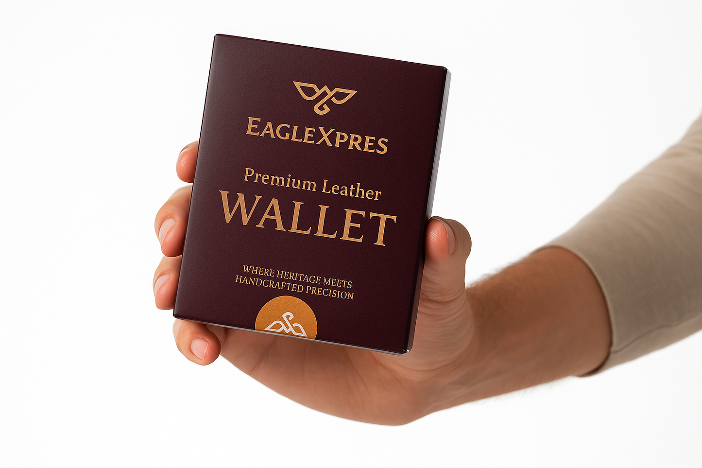 EagleXpres Classic Tan Bifold Wallet with Coin Pocket & ID Slot