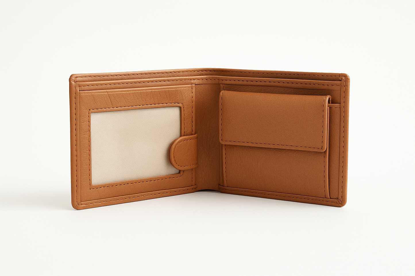 EagleXpres Classic Tan Bifold Wallet with Coin Pocket & ID Slot