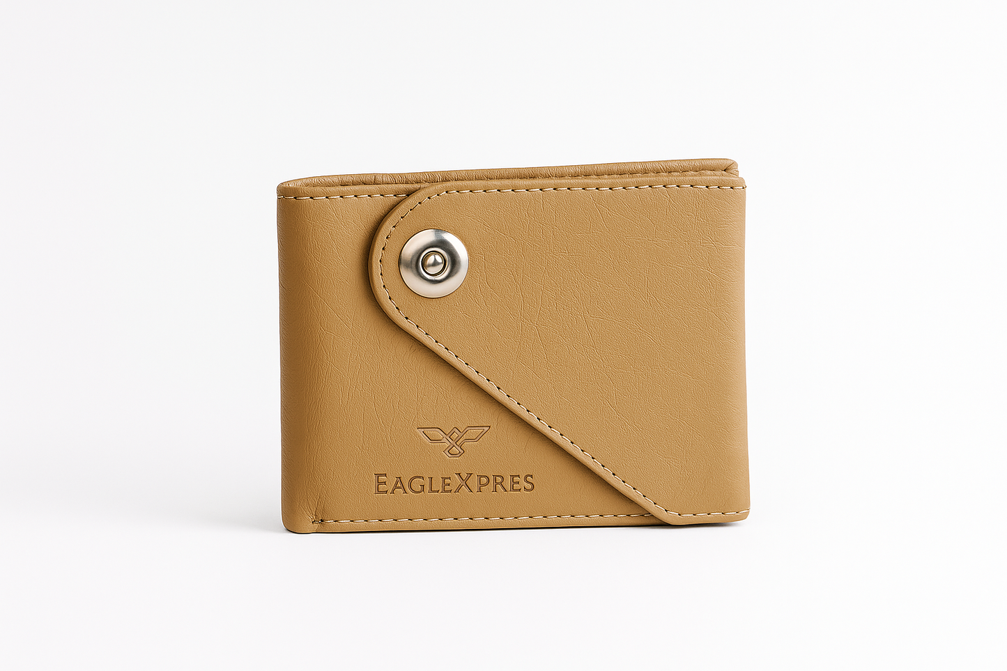 EagleXpres Premium Snap-Closure Leather Wallet β Classic Camel Edition