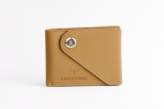 EagleXpres Premium Snap-Closure Leather Wallet – Classic Camel Edition