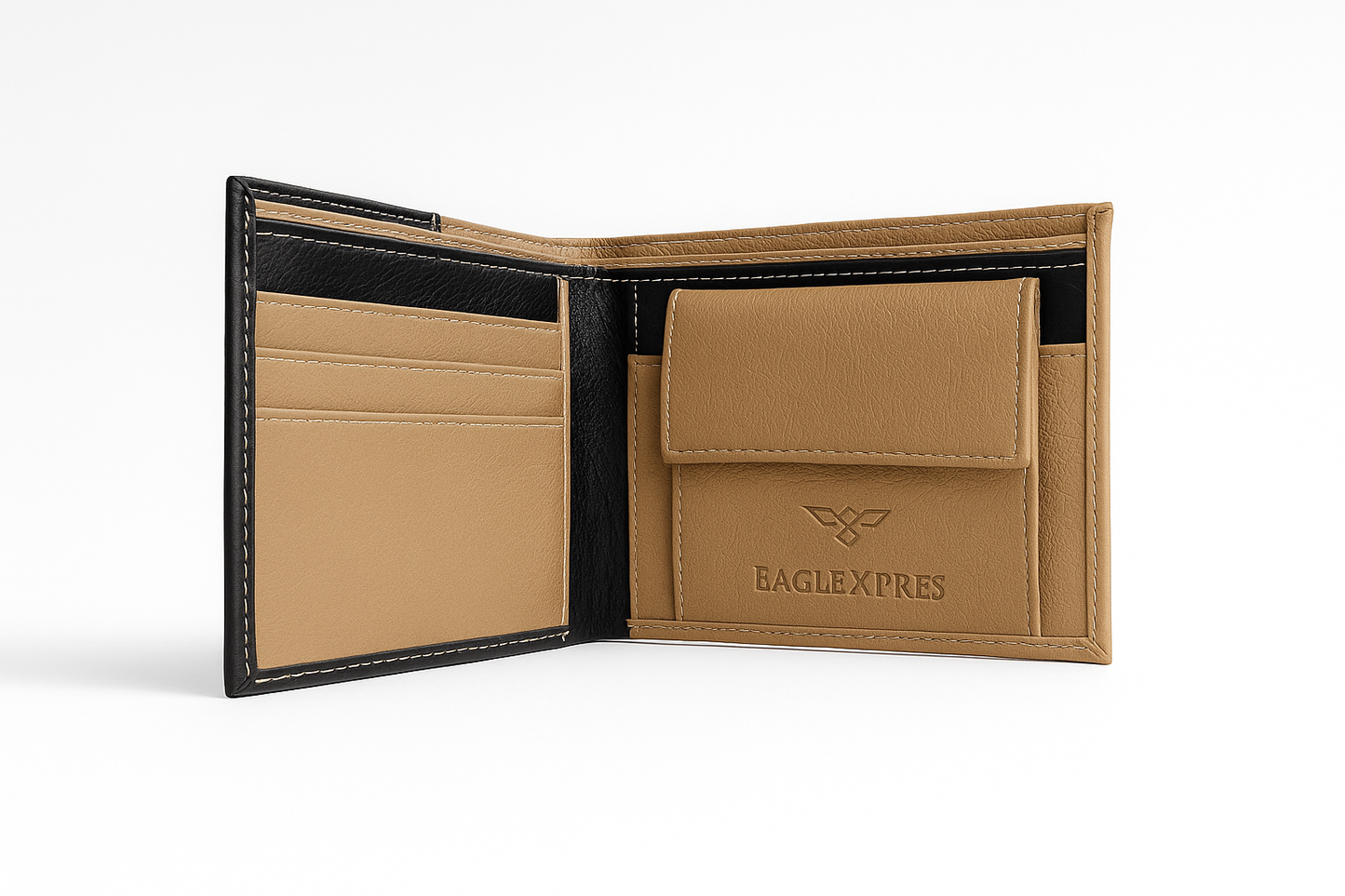 EagleXpres Two-Tone Bifold Wallet β Black & Camel Edition