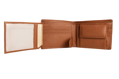 EagleXpres Classic Tan Bifold Wallet with Coin Pocket & ID Slot