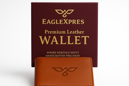 EagleXpres Classic Tan Bifold Wallet with Coin Pocket & ID Slot