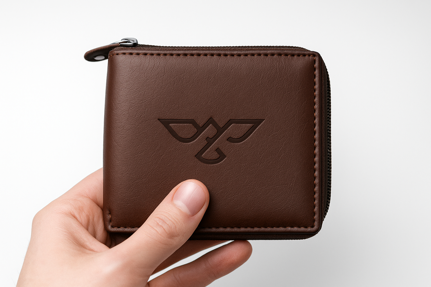 EagleXpres Signature Zip-Around Leather Wallet – Premium Burgundy Edition