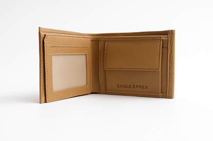 EagleXpres Premium Snap-Closure Leather Wallet – Classic Camel Edition
