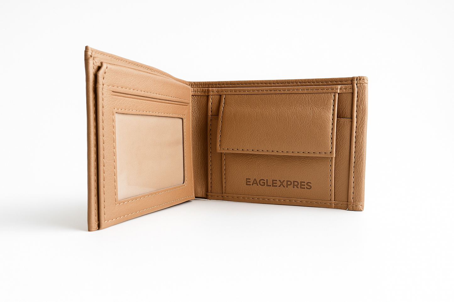 EagleXpres Premium Snap-Closure Leather Wallet – Classic Camel Edition