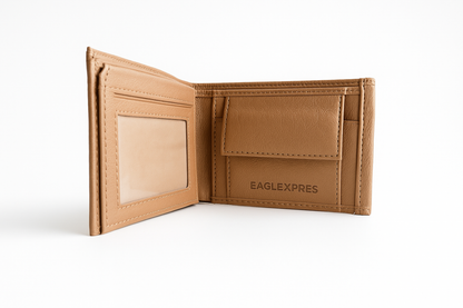 EagleXpres Premium Snap-Closure Leather Wallet – Classic Camel Edition