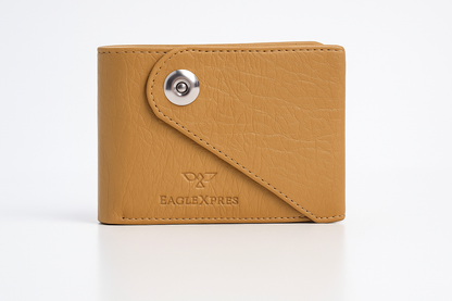 EagleXpres Premium Snap-Closure Leather Wallet – Classic Camel Edition