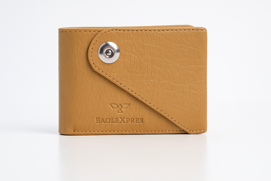 EagleXpres Premium Snap-Closure Leather Wallet – Classic Camel Edition