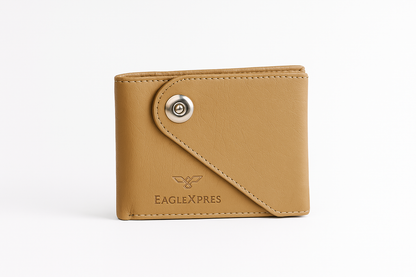EagleXpres Premium Snap-Closure Leather Wallet – Classic Camel Edition